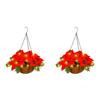 B-Est 2X Christmas Hanging Basket With Red Flowers And For Outdoor Yard Porch Decor