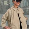 Autumn and Winter New French Style Workwear Trenchcoat Khaki Lapel Fashionable Loose Mid-length Coat Women's Clothing