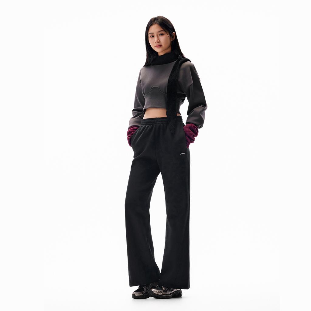 Li Ning Fitness Series Logo Stitching Elastic Drawstring Casual Pants Women Pants AKLVE14-1
