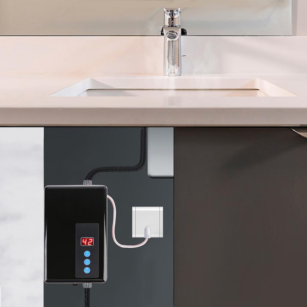 220V 5.5KW Mini Instant Electric Water Heater Tankless Shower Hot Water System Kitchen Black