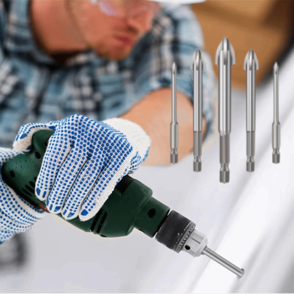 5Pcs Wear-resistant Triangular Drill Bit Four Side Cross Hex Drill Carbide Drill Bit  Glass