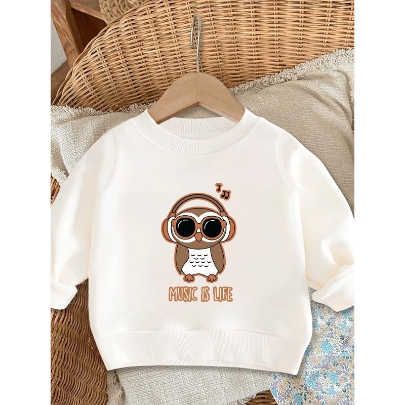 European sizes Cute Printed Pattern 0-3 Years Old Kids' Comfortable Children's Spring Lightweight Round Neck Sweatshirt, Suitable for Outdoor Wear