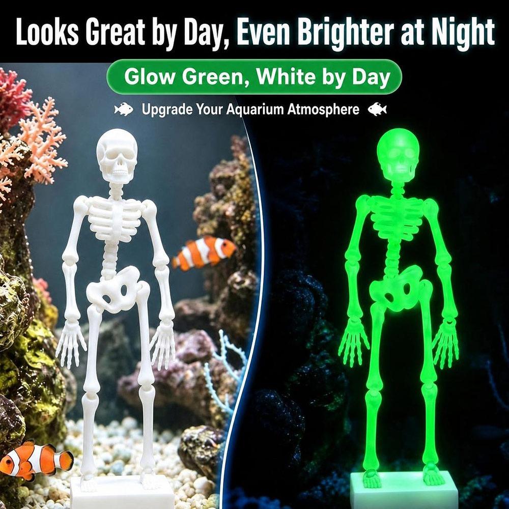 Bubble Activated Aquarium Skeleton Ornament Luminous Skeleton Air Stone Fish Tank Decoration