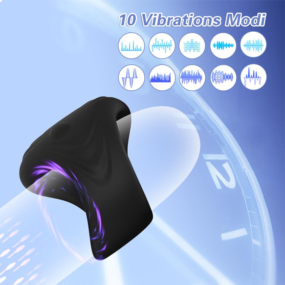 Vibrating Cock Ring 10 Modes Male Penis Vibrating Masturbator Glans Delay Ejaculation Trainer Sex Toys for Adult Men Blowjob 18+