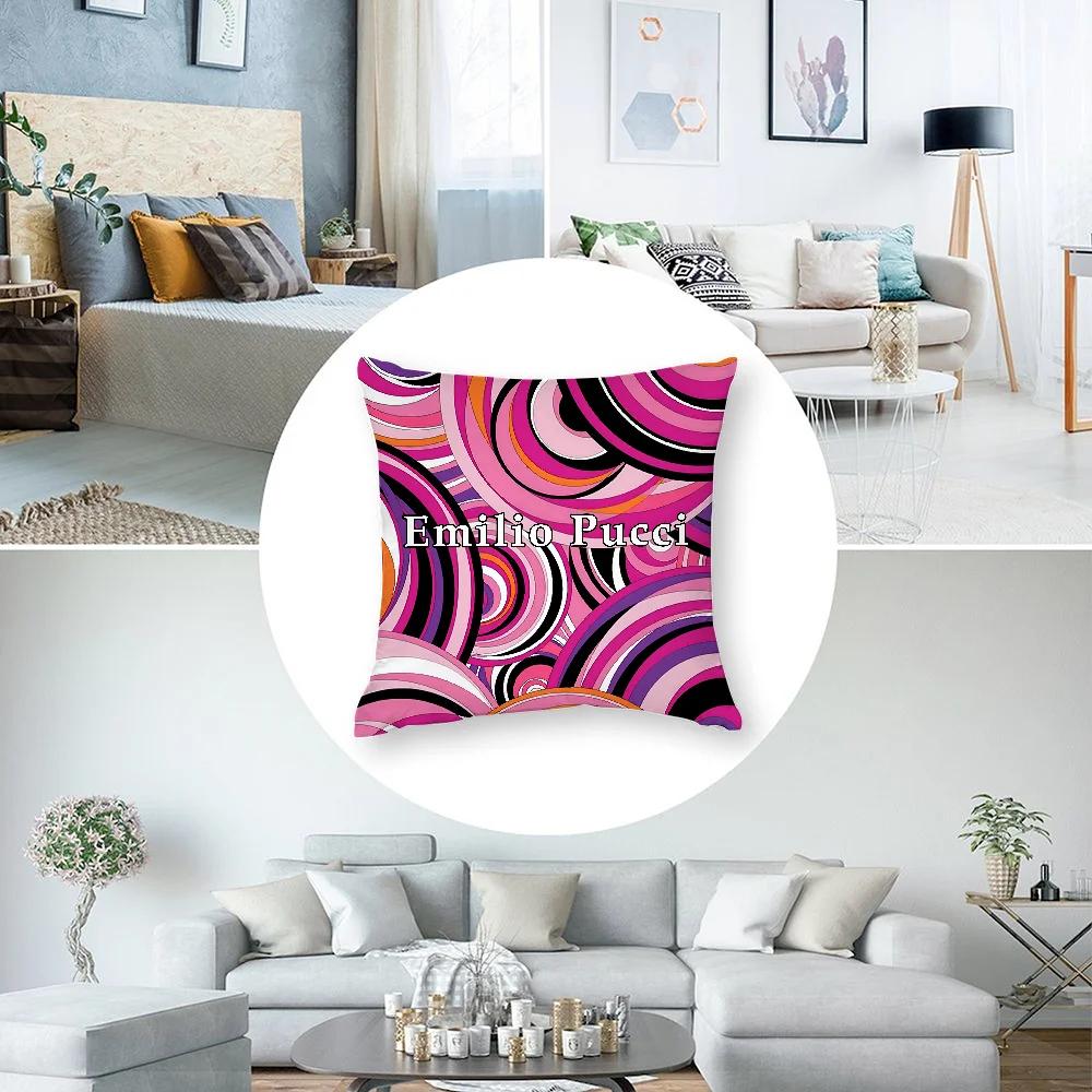 Fashion E-EE-Emilio logo P-Pucci Pillow Case Plush Fabric Soft Double Sided Print Sofa Cushion Cover Throw Pillow Covers