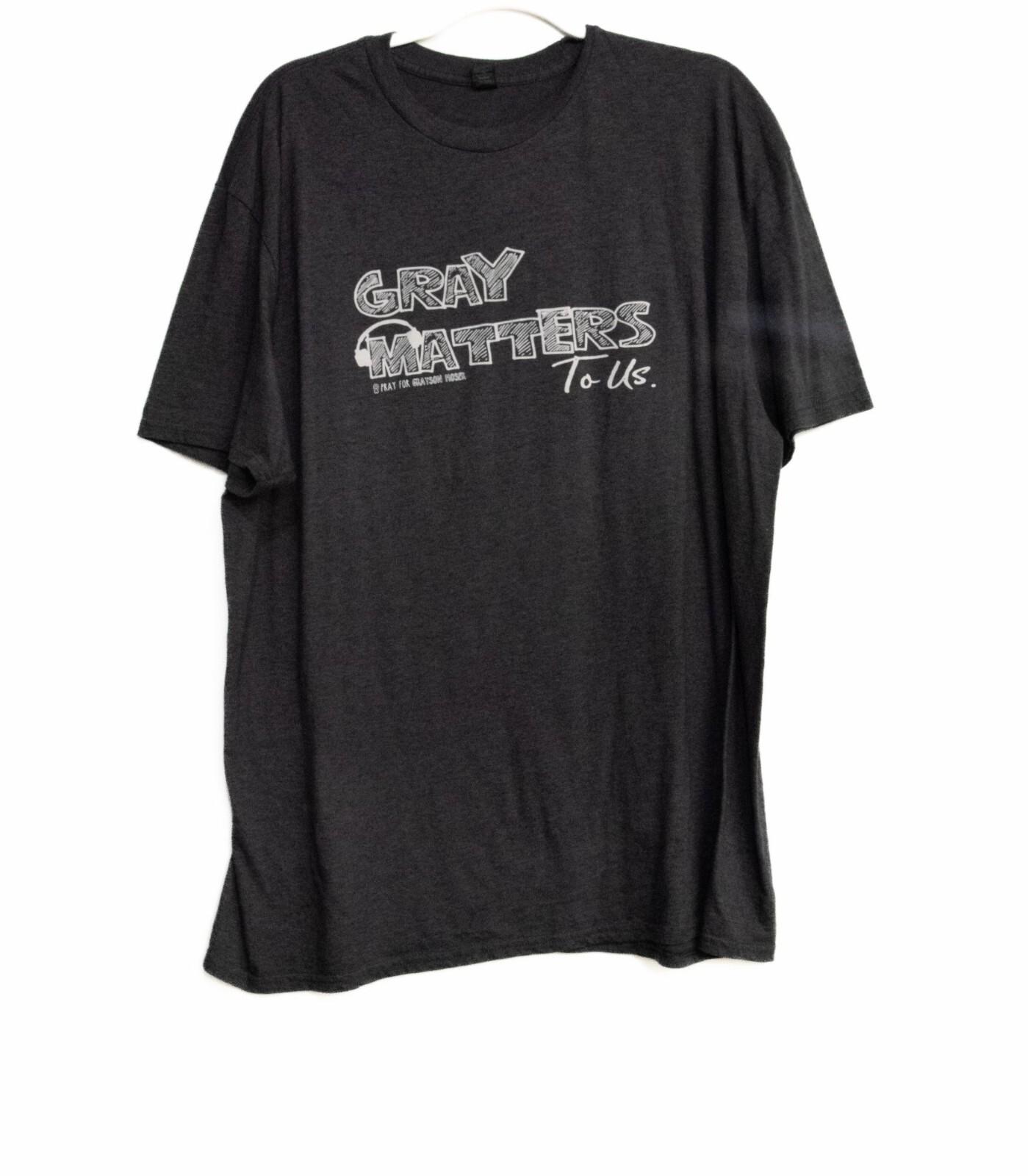Gray Matters To Us T-Shirt Charcoal Gray Short Sleeve Crew Neck 2XL Cotton Blend L