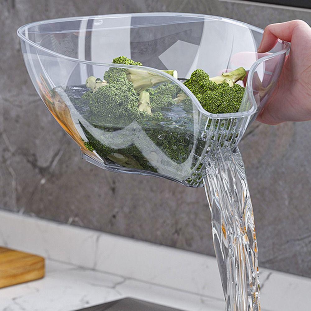 Plastic Draining Bowl Storage Vegetable Fruit Washing Rice Washing Basket for Household