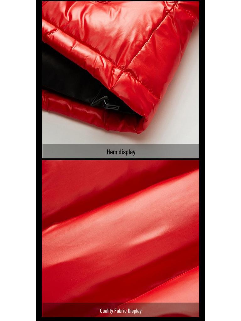 Veste d'hiver épaisse à surface brillante - Veste courte tendance pour couple