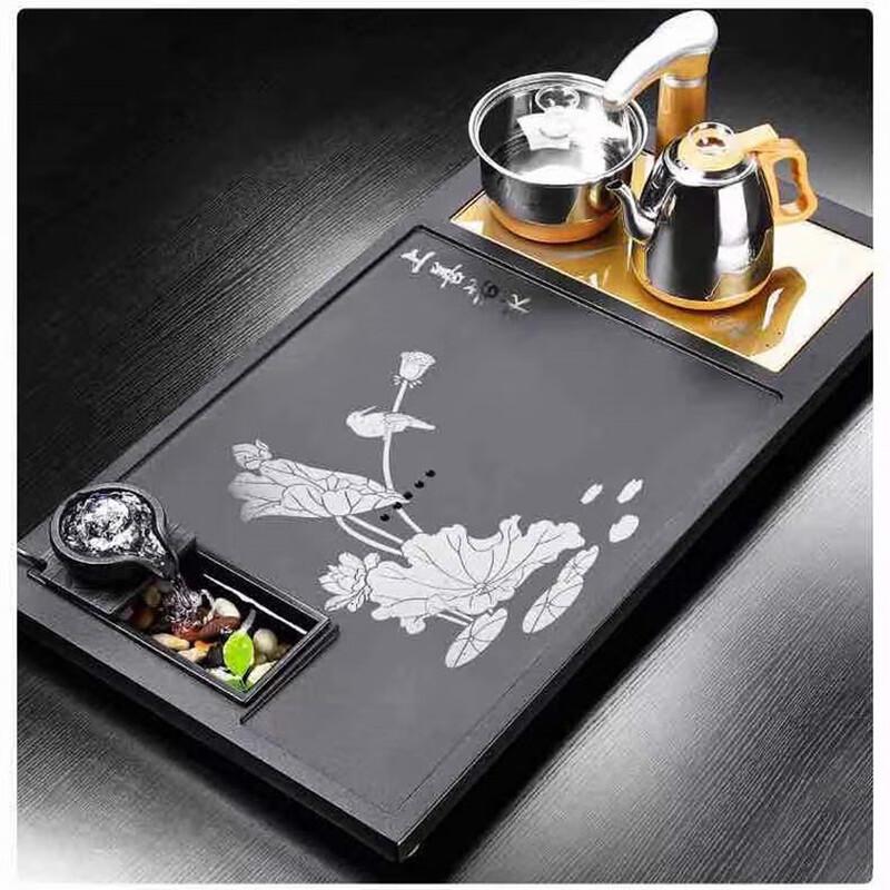 Natural Black Gold Stone Tea Tray