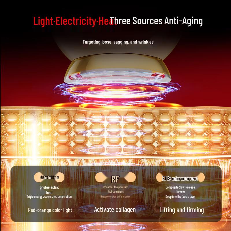 Collagen Gun Facial Massager with Red & Blue Light Therapy CN Plug (adapter Included)