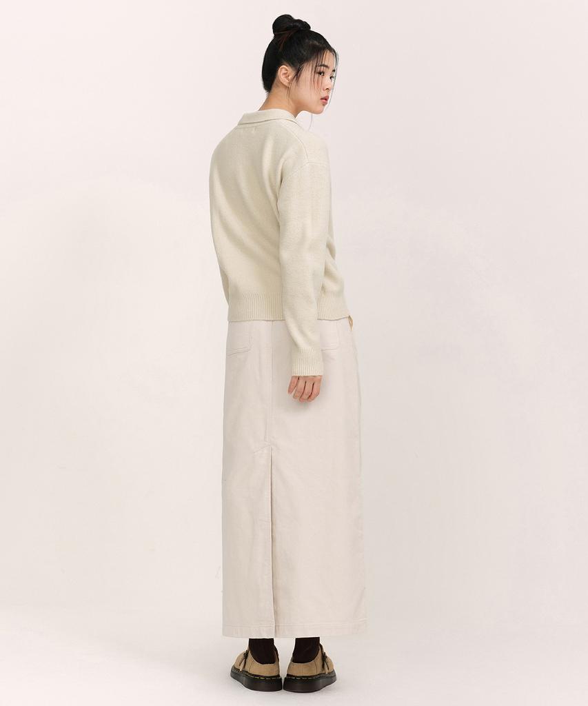Musinsa Standard Woman 11W Corduroy Maxi Skirt [Cream]