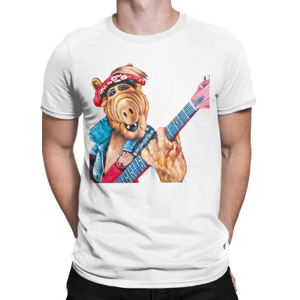 Alf Playing Guitar Oil On Velvet By Jorge Torrones Funny 100 Cotton Tshirt Alf Tees Tops For Unisex