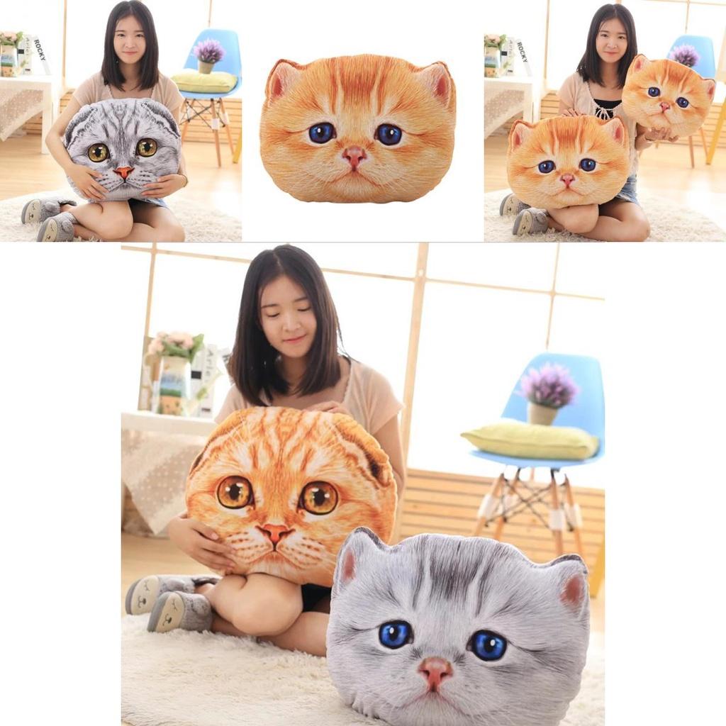 Cute And Creative 3d Cat Head Cushion Soft Plush Alien Cat Pillow Gift