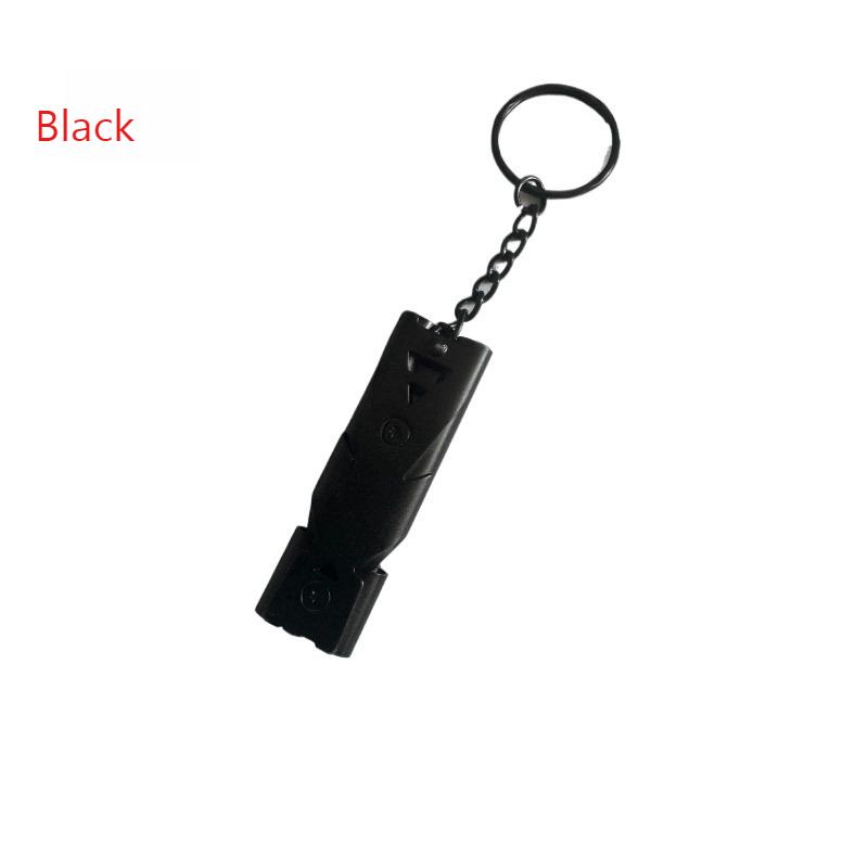 Double Tube Emergency Survival Whistle - 120dB Loud Alarm with Keychain&Lanyard for Outdoor Camping Hiking Safety (Silver/Black)