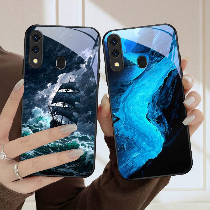 Sea Storm Small Sailboat For Samsung Galaxy A20 A20s 21s A22 A23 A24 A25 A26 A42 A90 A50 A55 52s A56 A70 A71 72 Glass Phone Case