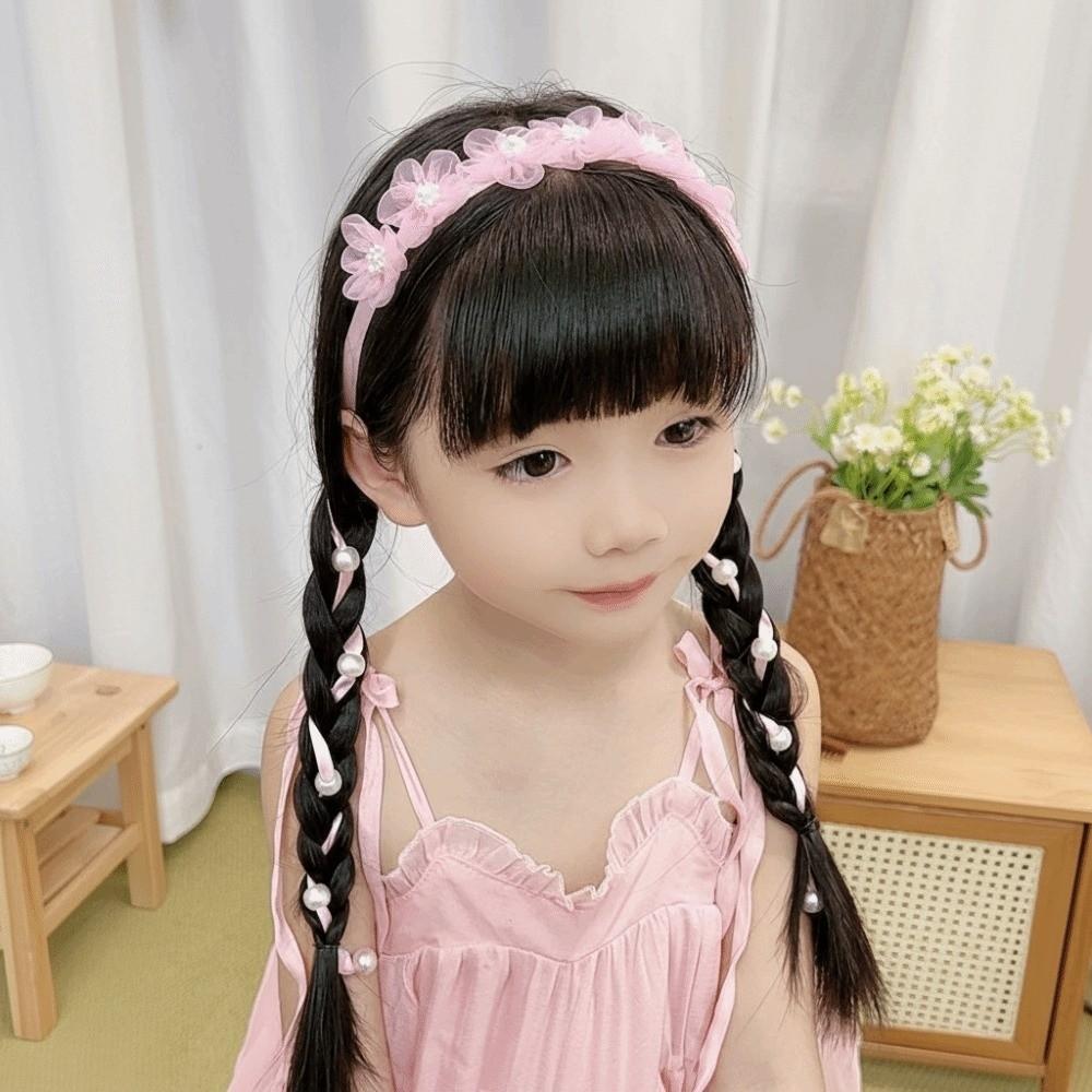 Tulle Flower Floral Headband Sweet Design Imitation Pearl Headband  Birthday Party