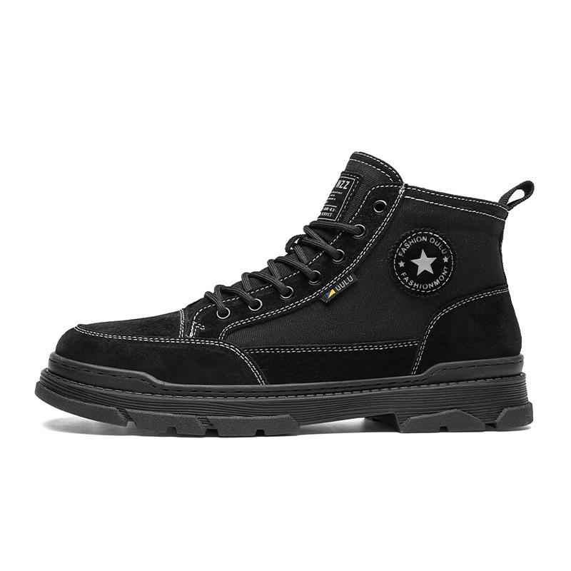 

High top martin boots British style mid-gang canvas desert side zipper suede boots 39 чёрный