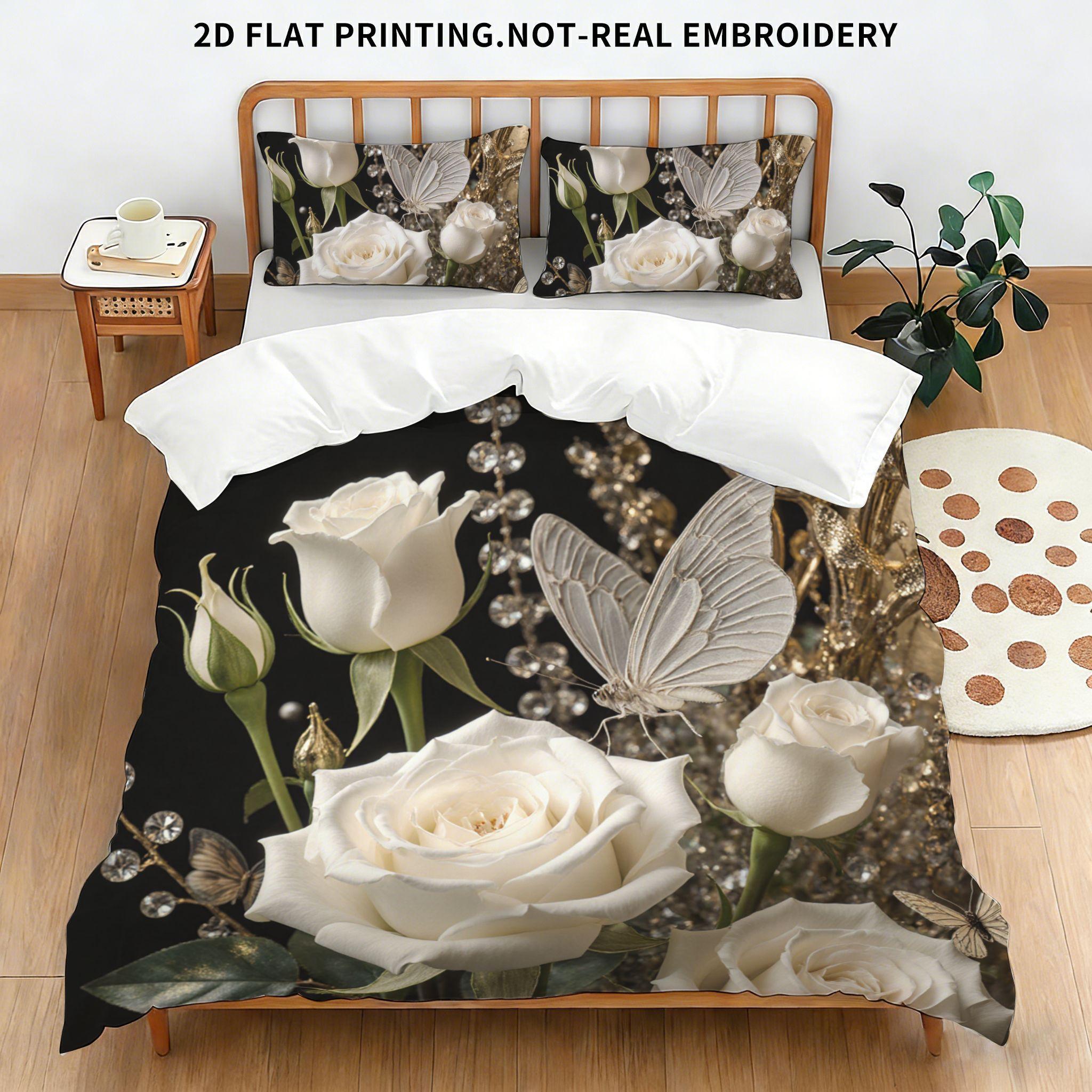 Bedding Quilt Cover Three-Piece Set, Excluding Quilt Core Filler, Summer Wildflower Sunflower Style Pattern 135x200cm