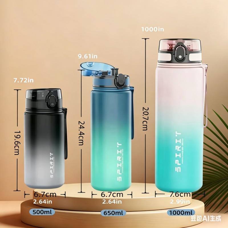 Large Capacity Sports Water Bottle Leak Proof Colorful Plastic Cup Outdoor Travel Portable Gym Fitness Jugs 500ml/650ml/1000ml