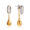 Front Back Wearing Drop Earrings Stainless Steel Color Block Design Comfort Studs Fashion Accessory Metal Texture