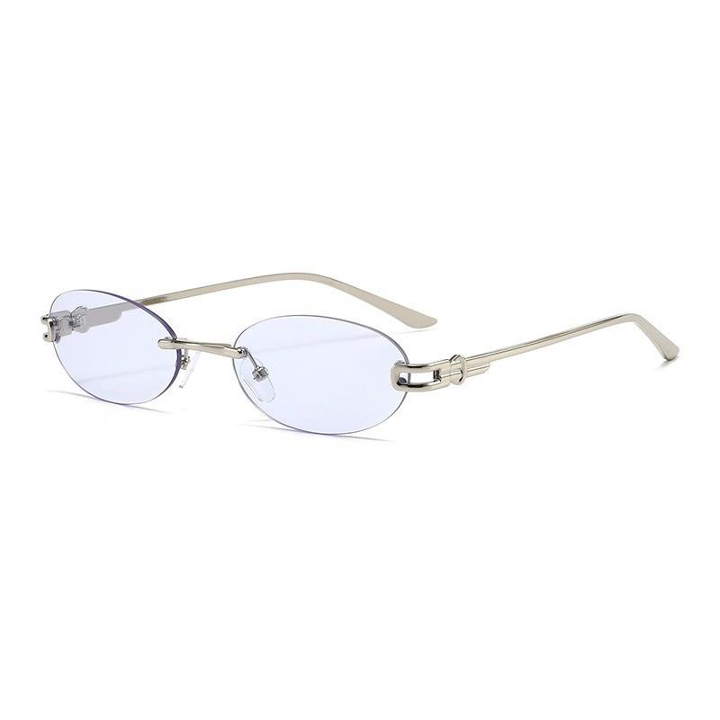 Y2k Cat Eye Oval Sunglasses With Metal Frame Uv400 For Outdoor Fashion