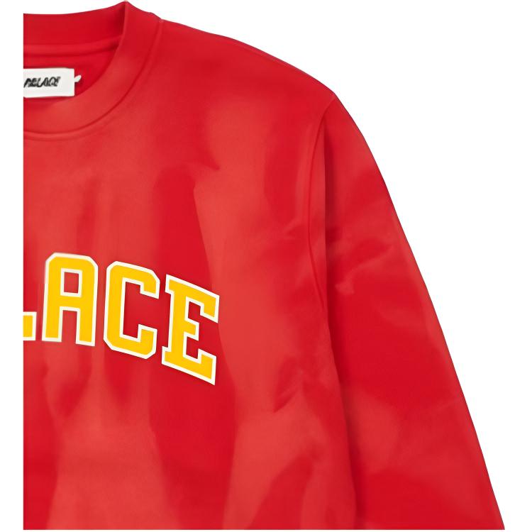 Palace Try-Dye Round Neck Letter Sports Sweatshirt Unisex sweatshirt Red P20CS015