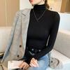 Turtleneck Undershirt Thin Velvet Slim Solid Color Women's Long Sleeved Pullover Simple Casual Korean Fashion Autumn Winter
