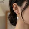 Effie Queen 100% S925 Silber 14k Gold Oval Geformte Süßwasserperlen Hängeohrringe Feiner Schmuck für Damen Bankett Party Geschenk GPE13