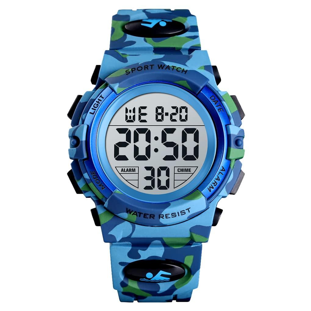 2022 Newly Improved Kids' Watch for Boys, Digital Watch, Sports Watch, Outdoor, Multifunctional, 50m Water Resistant, Date and Day Display, Alert, Dua
