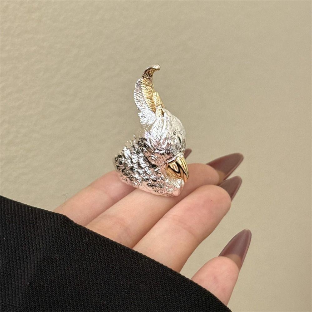Kawaii Exaggerated Ring Geometric Chunky Enamel Ring Personality Parrot Drip Oil Ring  Gift