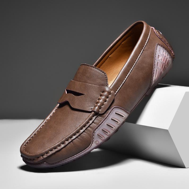 

Мужская обувь Обувь из натуральной кожи Весна/Лето Дышащая Повседневная кожаная обувь Слипоны для вождения Модная обувь 44