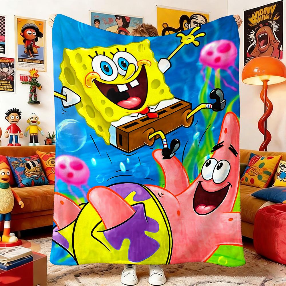 Kuschelige Weiche Decken S-Sponge-Bobs Sofadecke Tagesdecke auf dem Bett Haus und Dekoration Anime Tagesdecken Picknick & Decken