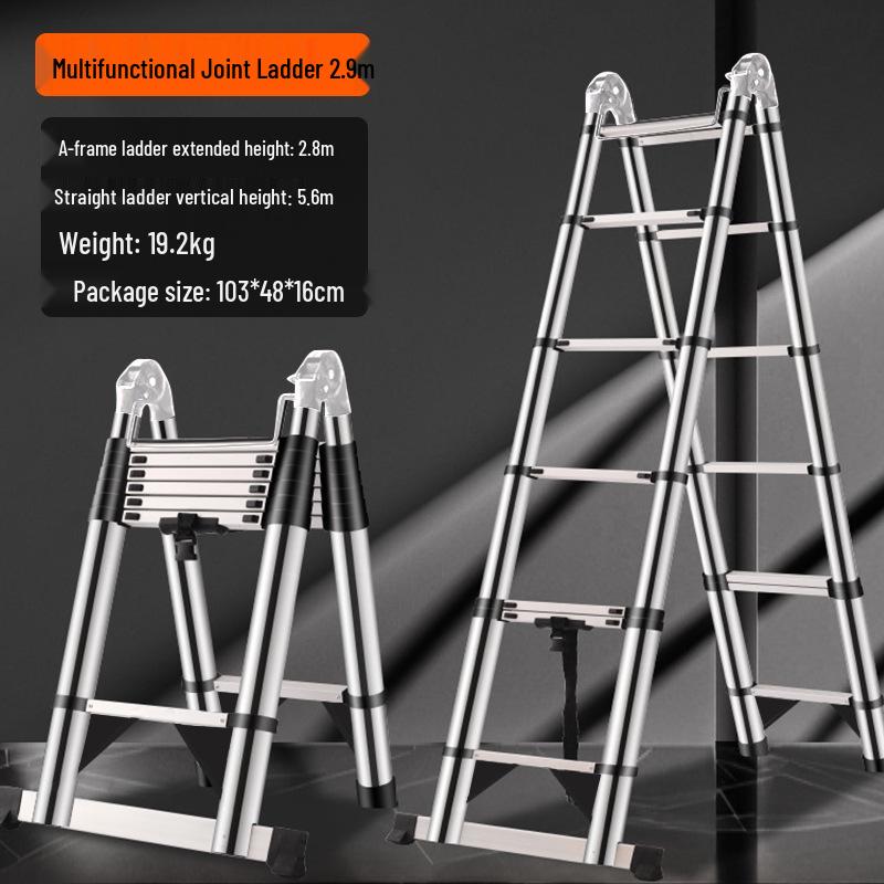 Multifunctional Stainless Steel Telescopic Ladder: A-Frame, Extension, Straight, Folding, Household/Engineering Use