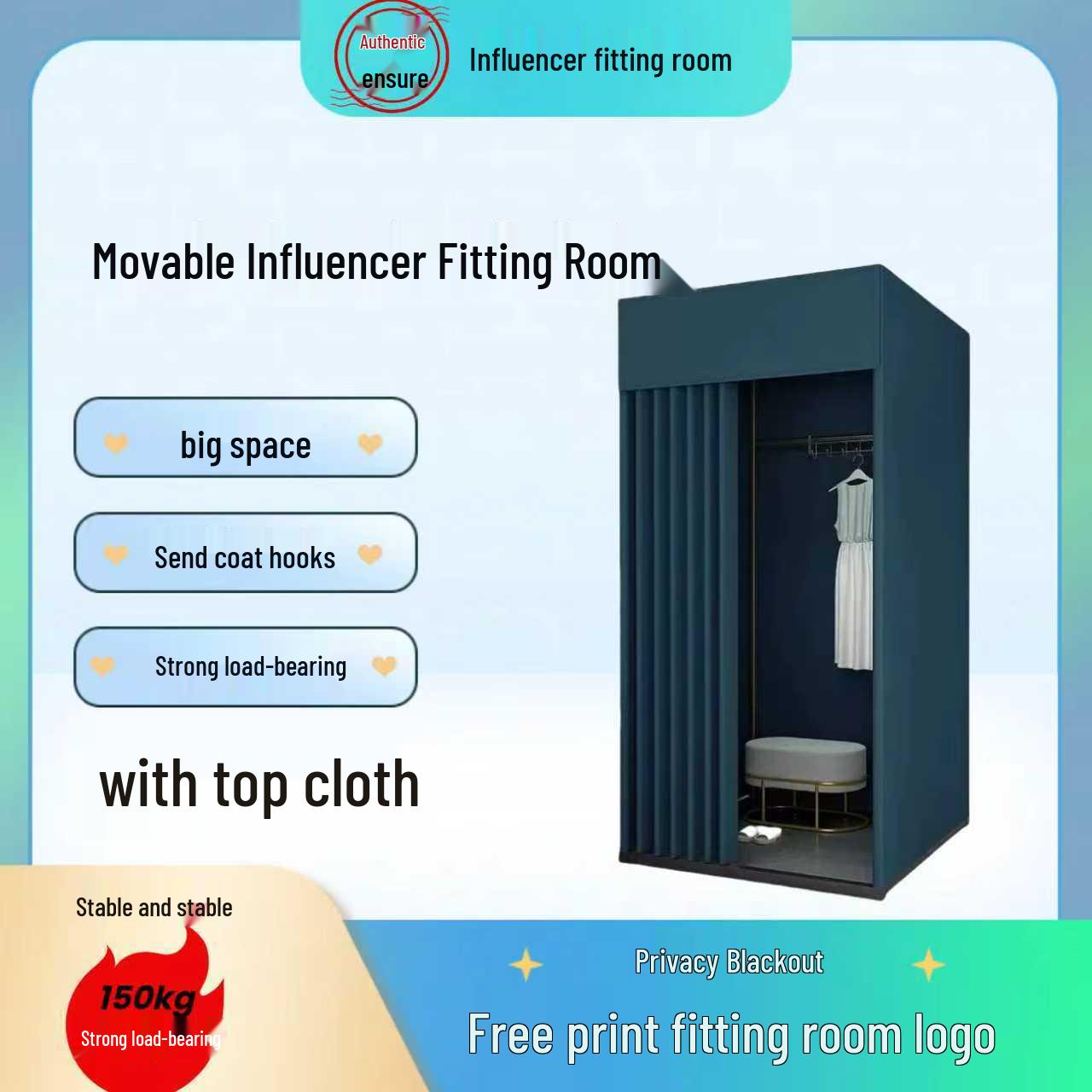 Портативная Складная Примерочная для Торгового Центра - Напольная Простая Примерочная 80x80x200 cm Stand Only No Fabric