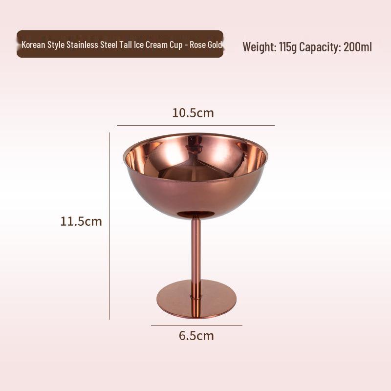 Korean Style 304 Stainless Steel Ice Cream Cup – Tall Stem Champagne Dessert Bowl