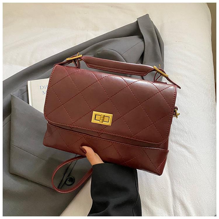 Retro high-end handbag women's 2025 autumn new fashion diamond shoulder bag crossbody small square bag