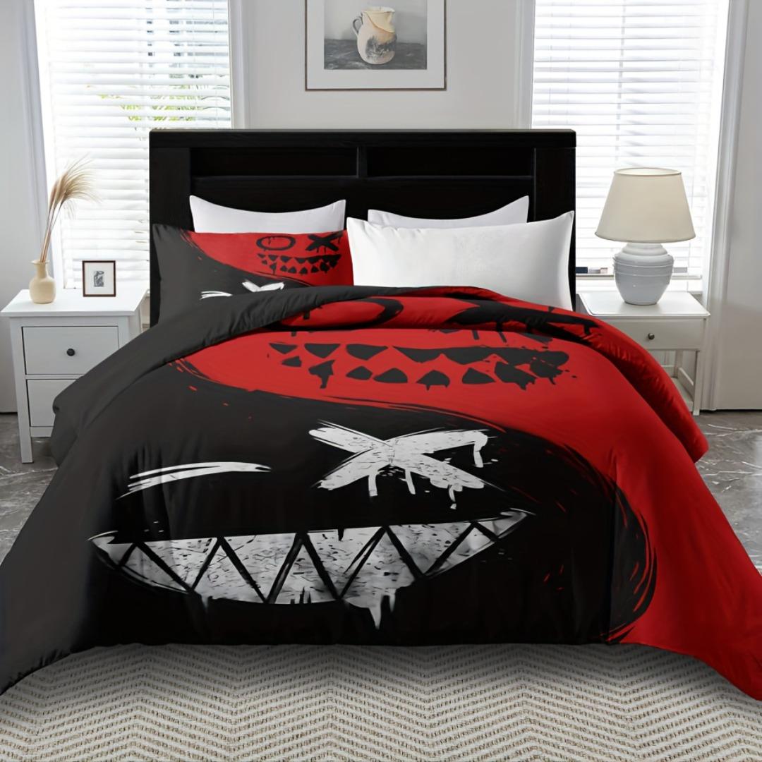 

Дышащий полиэстеровый комплект пододеяльника с застежкой-молнией - Мягкий комфорт на все сезоны 3D цифровая печать Джокер Клоун Постельное белье - Идеальный US Twin(172x218cm)