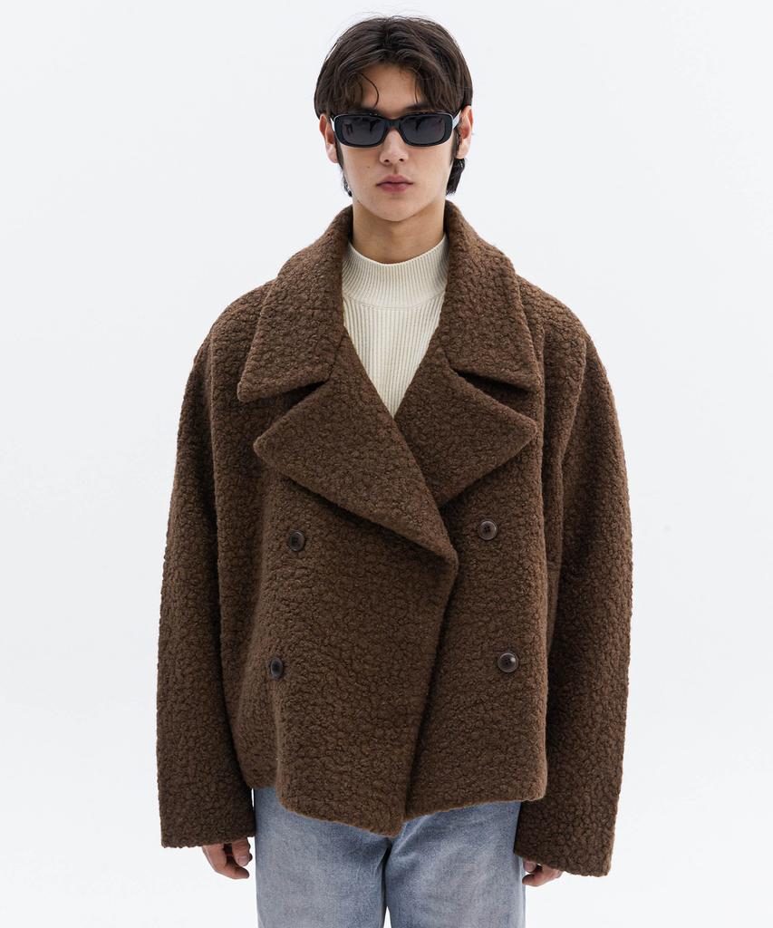 Trip Le Sens Boucle Heavy Over Double Coat_Black