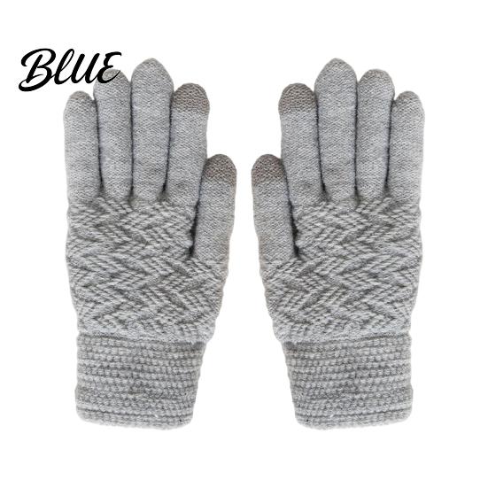 Non-slip Daily Commuting Gloves 1 Pair Winter Warm Fleece Lined for Women Men Cold Knitted Cycling Weather Thermal Gloves Thickened Knit Touchscreen