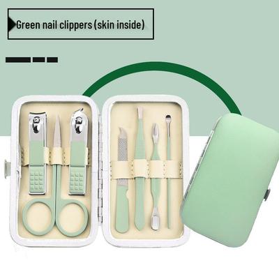 Set d'outils de manucure et de nail art 7 pièces vert
