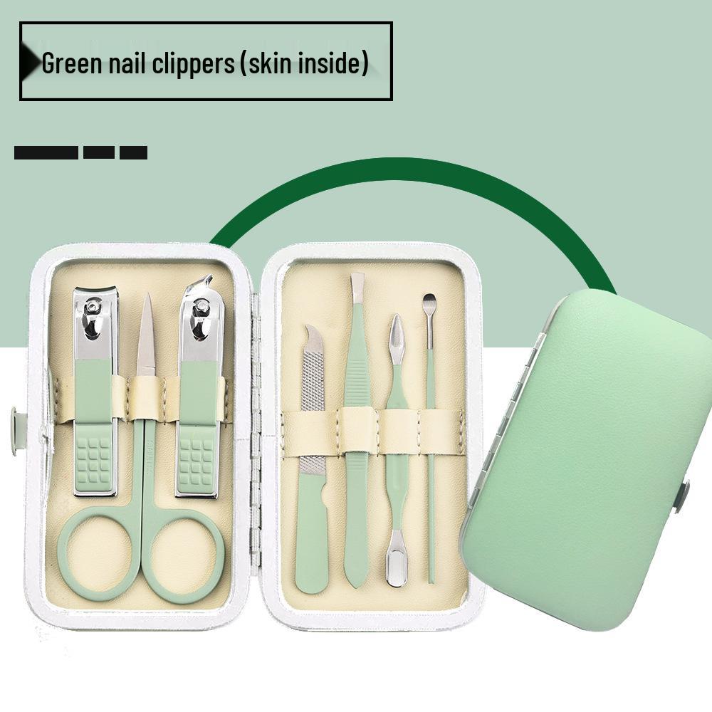 Set d'outils de manucure et de nail art 7 pièces vert