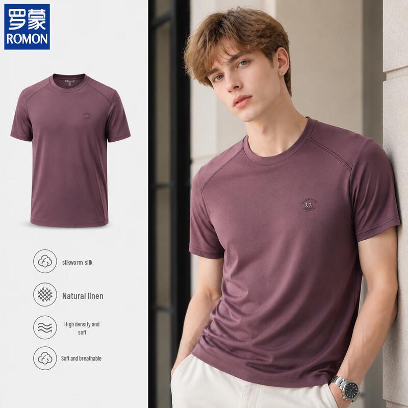 Romon Men s Linen Silk Blend Short Sleeve T-Shirt 110