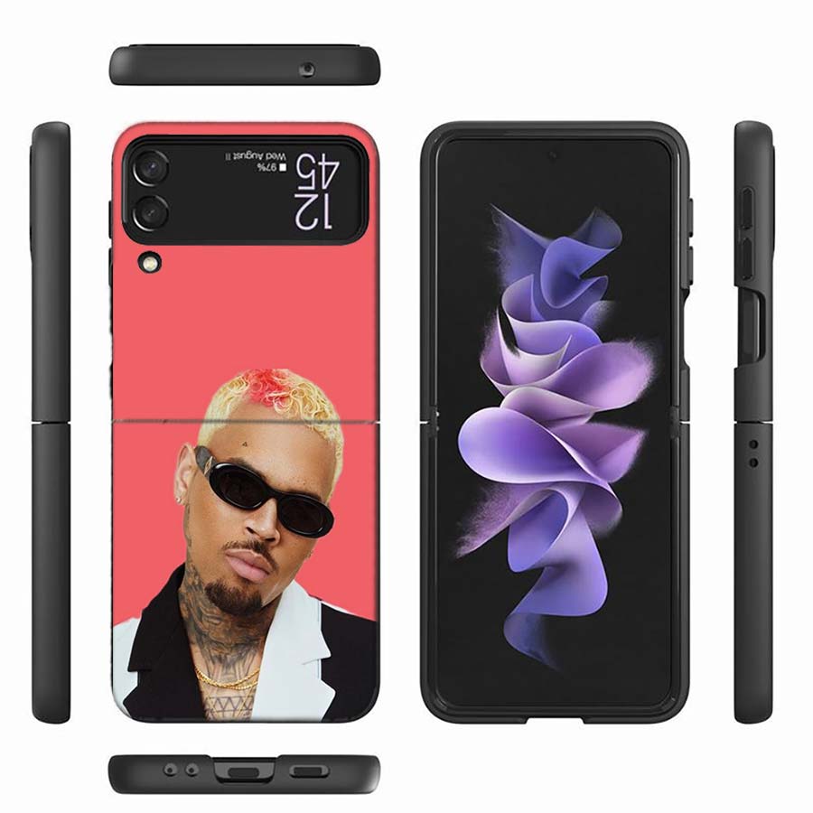 Chris Brown American Rapper Phone Case For Samsung Z Flip 7 6 Z Flip 5 5G Galaxy Z Flip 3 4 5G Shockproof Hard Cover TPU PC Coq