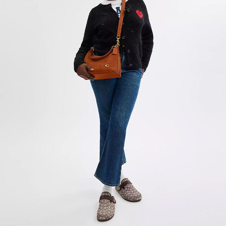 Coach Juliet 30 Zipper Closure Suede Leather Shoulder Bag Large Women Shoulder Bag Brass Polished-Amber CR670-B4BAR