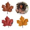 Sophisticated Maple Leaf Hair Clip Luxurious Leather Hairclip Antiskid Hairpin Natural Styles Hair Accessory