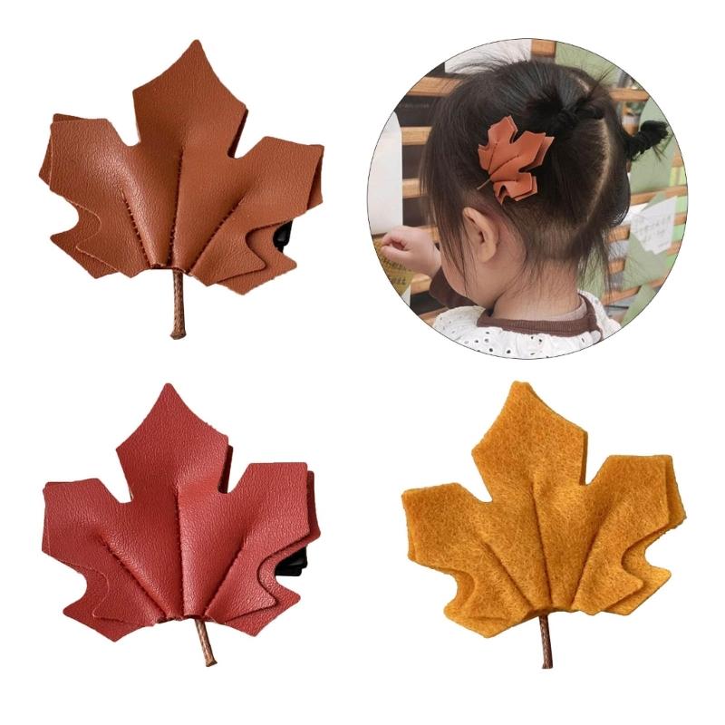 Sophisticated Maple Leaf Hair Clip Luxurious Leather Hairclip Antiskid Hairpin Natural Styles Hair Accessory