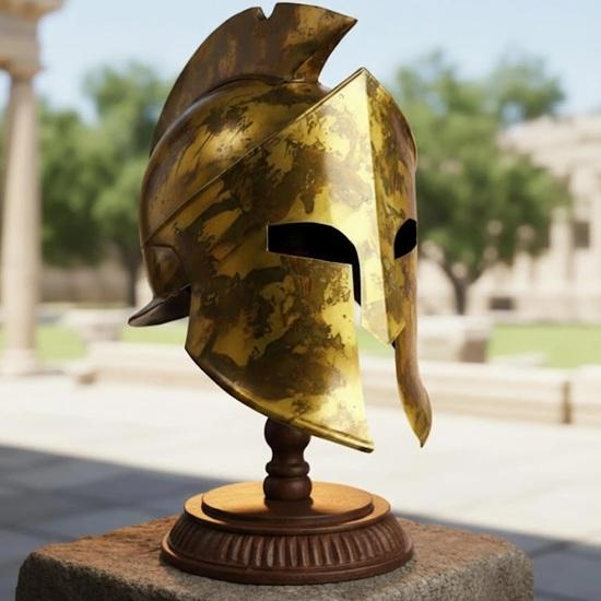 Handmade Spartan Corinthian Helmet Antique Brass Finish, Medieval Greek Warrior 300 Movie Helmet for Cosplay