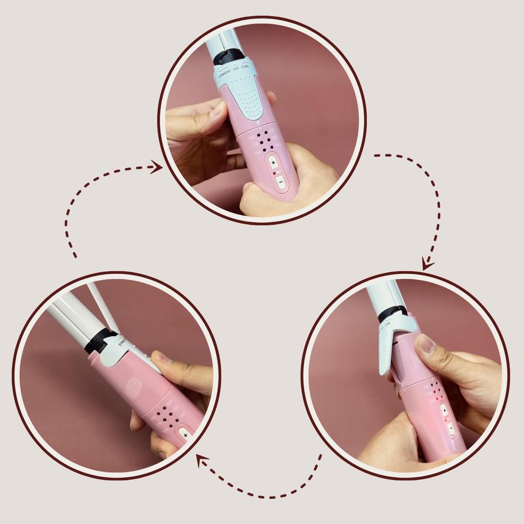 Straightener Hair Iron with 25mm 6 Temperature Settings International Includes Convenient for Home or Portable Use 2-Way & Curler, Dual-Use Tip,