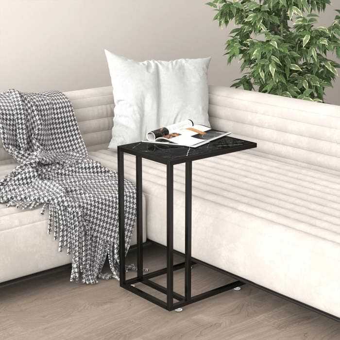 VidaXL Table d'appoint ordinateur Marbre noir 50x35x65 cm Verre trempé 331651