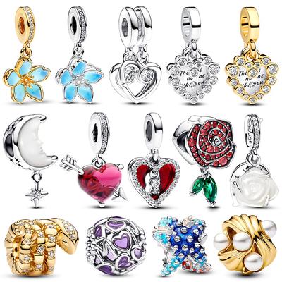 Charm Copper Heart And Flower Pendant Charms Bead Fit 3Mm Bracelet Necklaces For Women Luxurious DoItYourself Jewellery Festival Gift